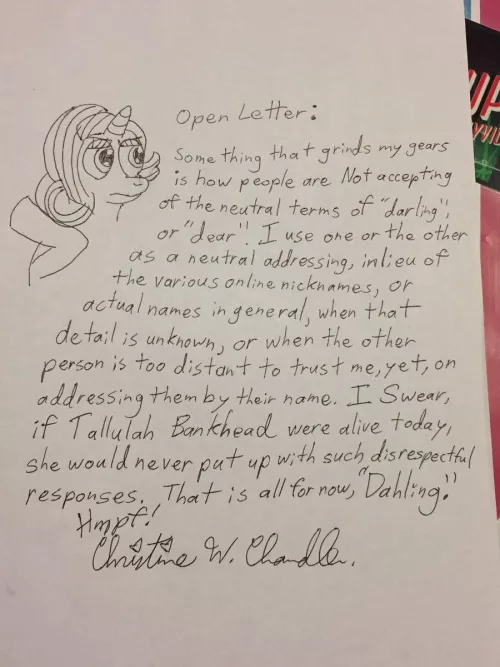 Chris calling people “dear” and “darling”