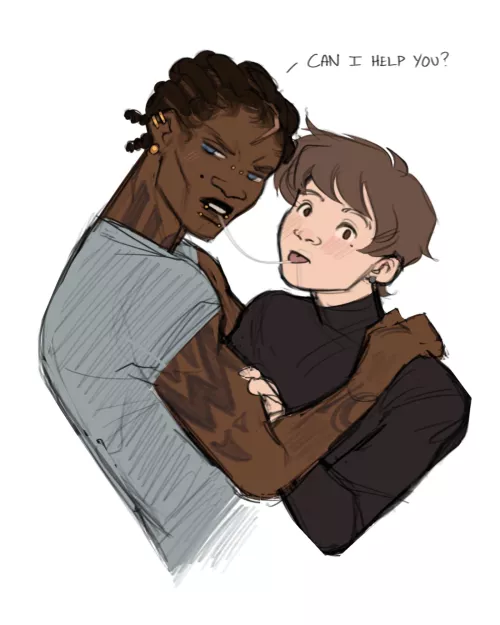 Drawing this again but they’re both naked next time. 