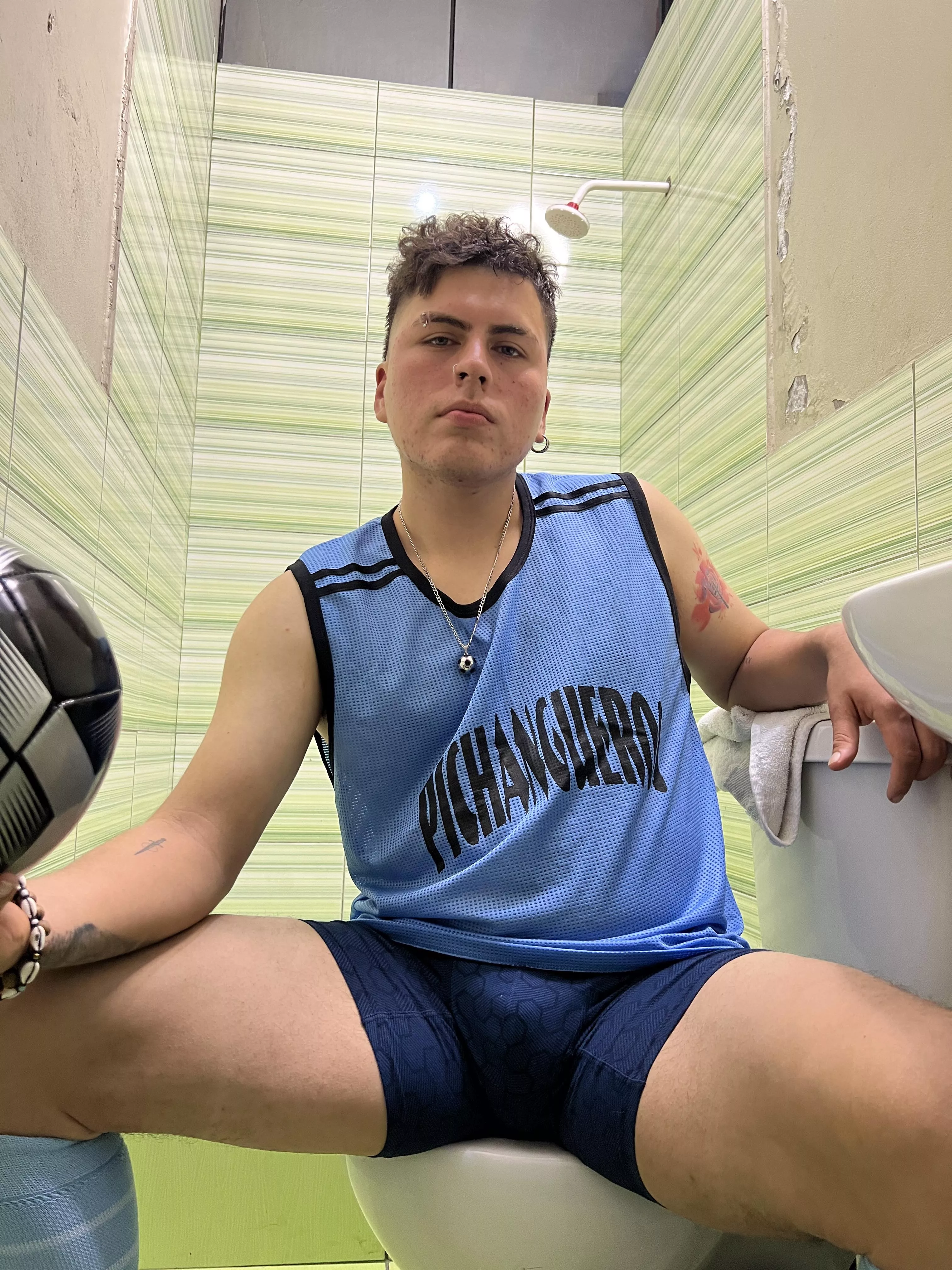 In football, it's all about controlling the ball with finesse. Off the field, it's all about controlling you and playing hard with this bulge I have here 💦