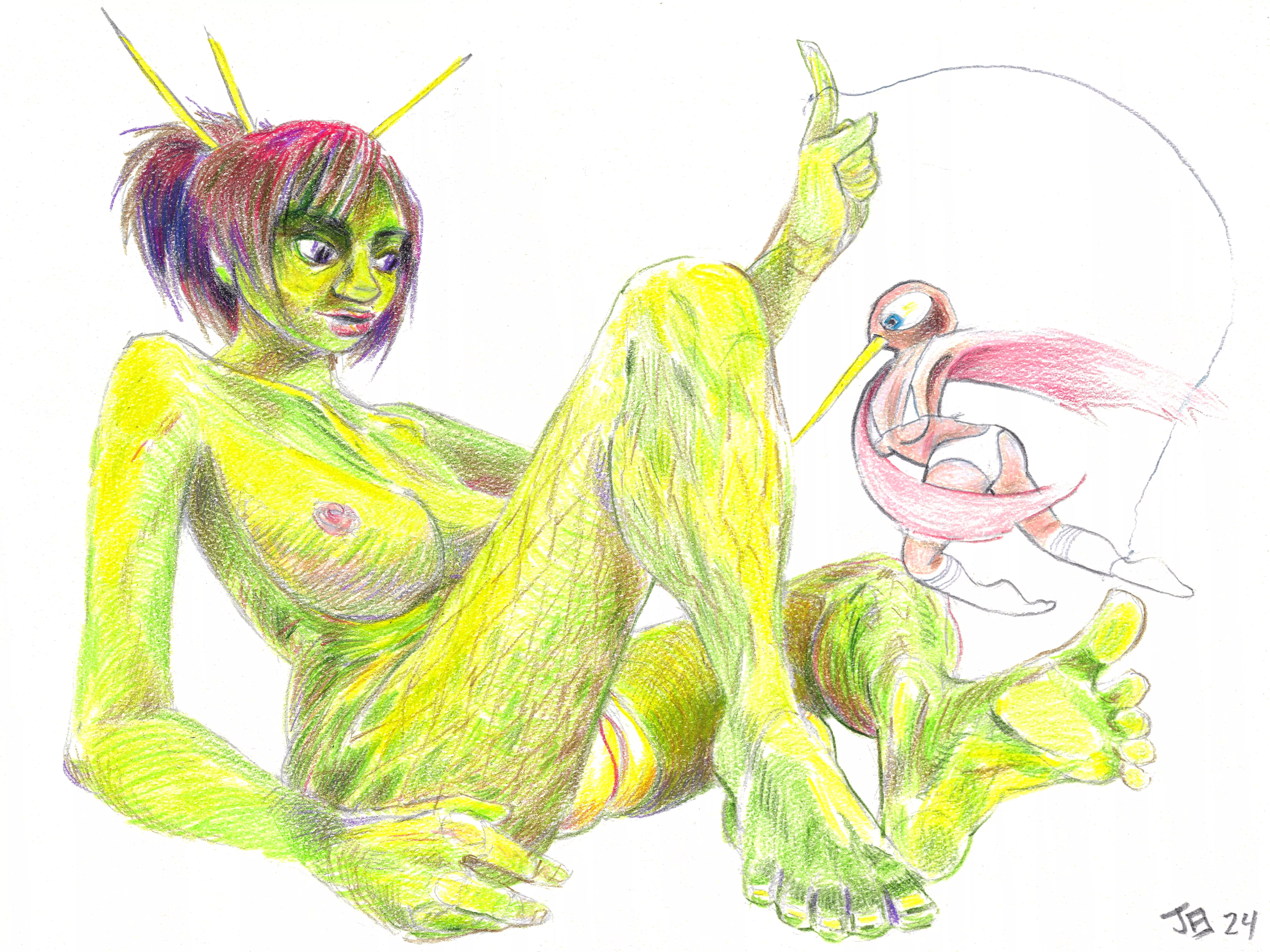 Just finished this saucy commission for u/ChescaD of their characters, Alex and Gale. 