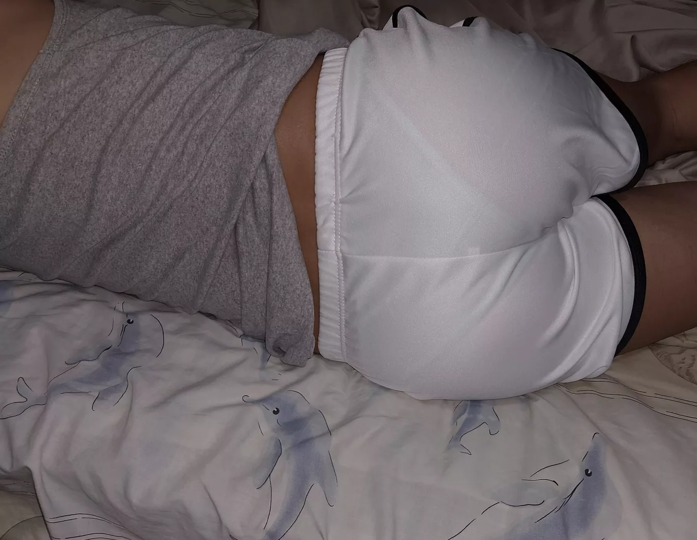  Just lazing on my frens bed and he said cute undies >< are they that visible? 