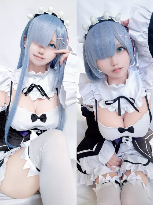 @konominato40 Long haired and Short haired Rem Cosplay