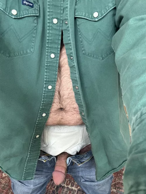 Off work and ready to relax. 