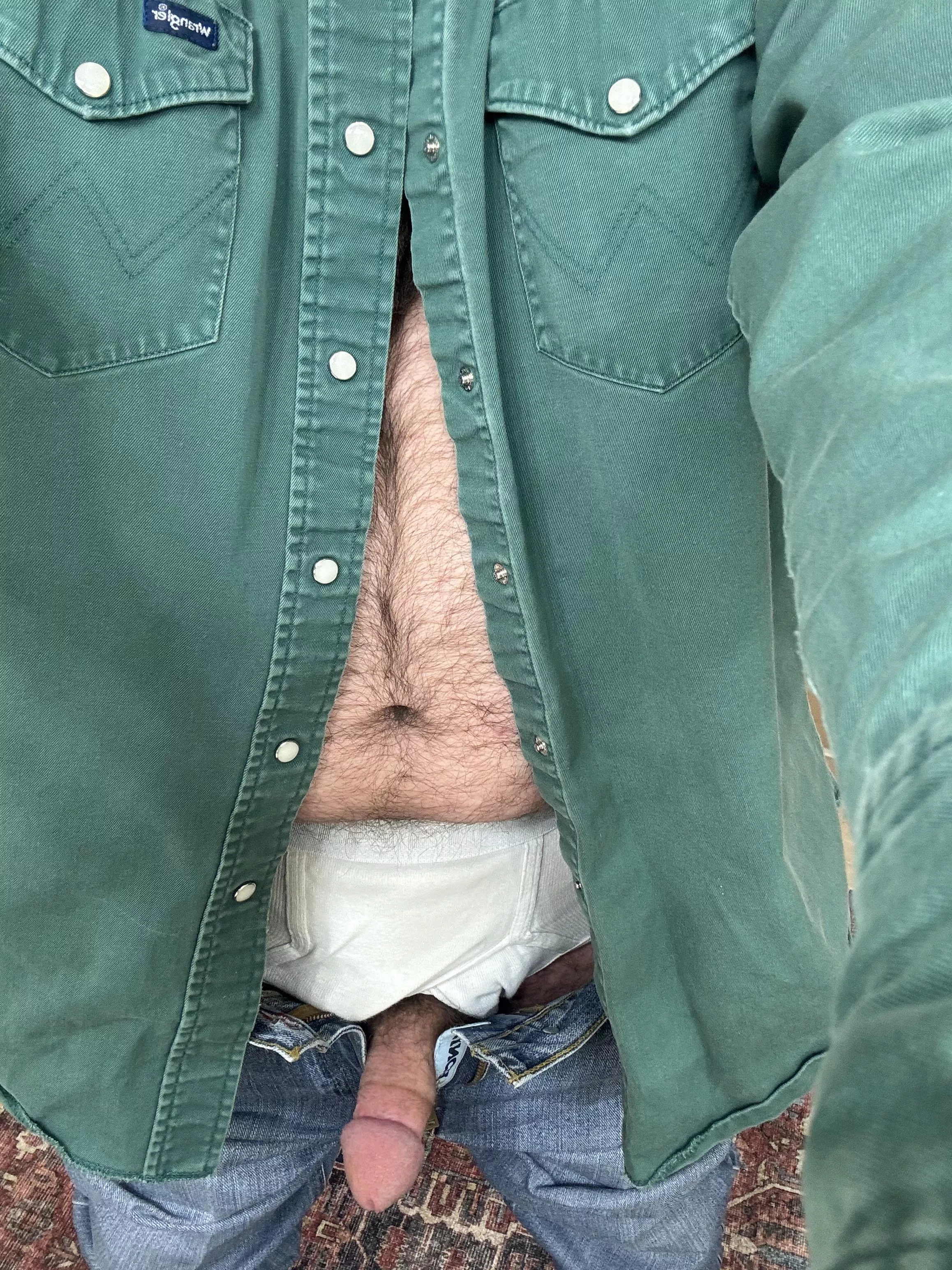 Off work and ready to relax. 