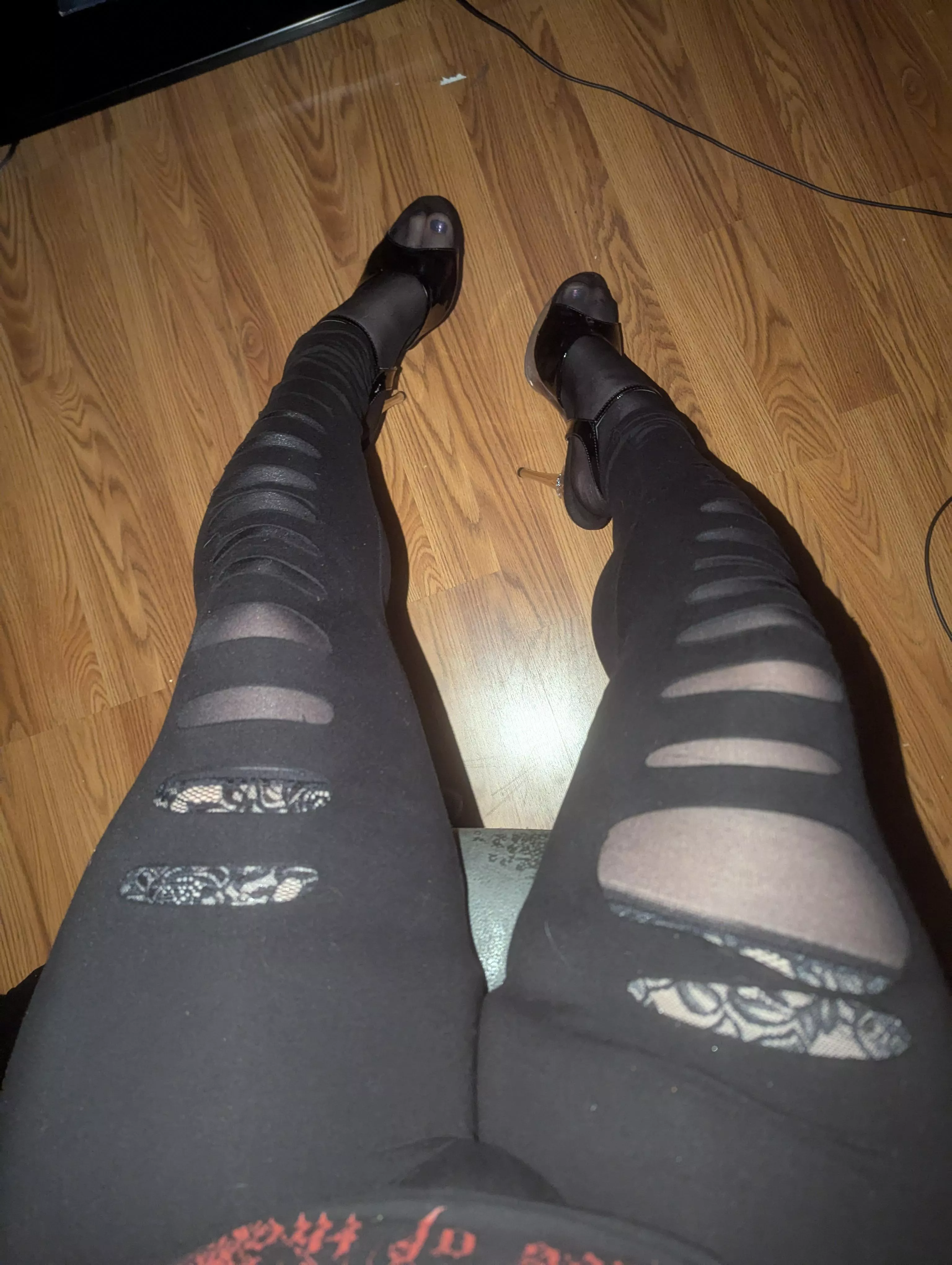 Oops my stocking tops are visible 🤭