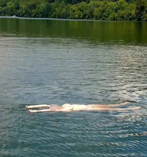 Skinny dipping in the river