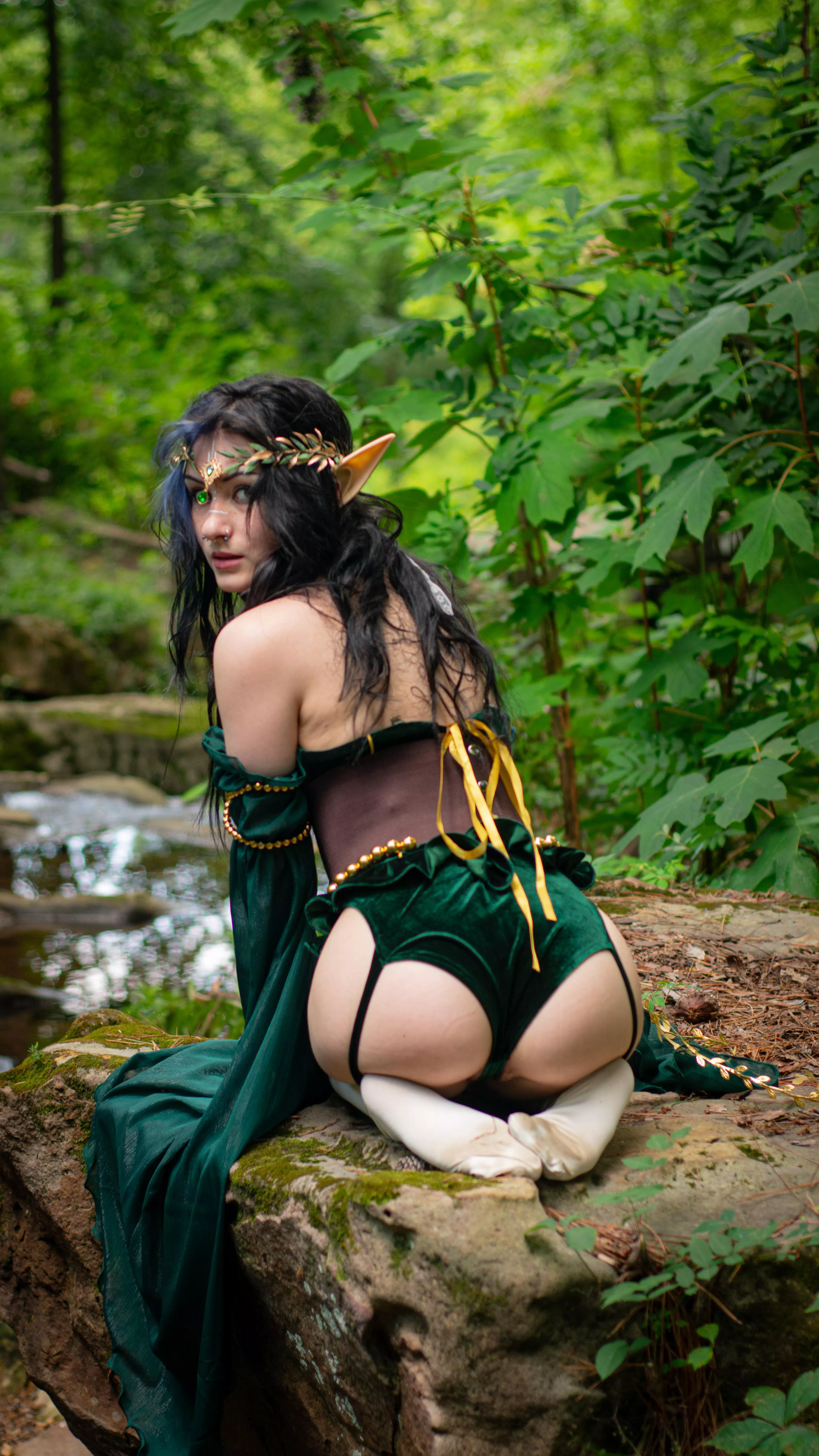 this mischievous elf bends over on a rock, roll for stamina 