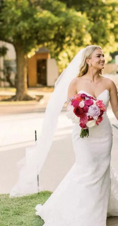 Imagine what is underneath this goddess’s wedding dress