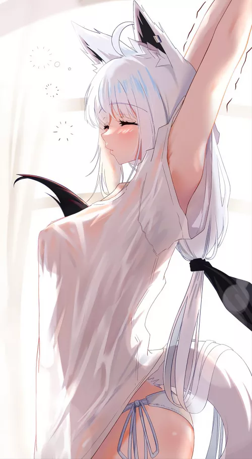 [Shirakami Fubuki] Having a morning stretch