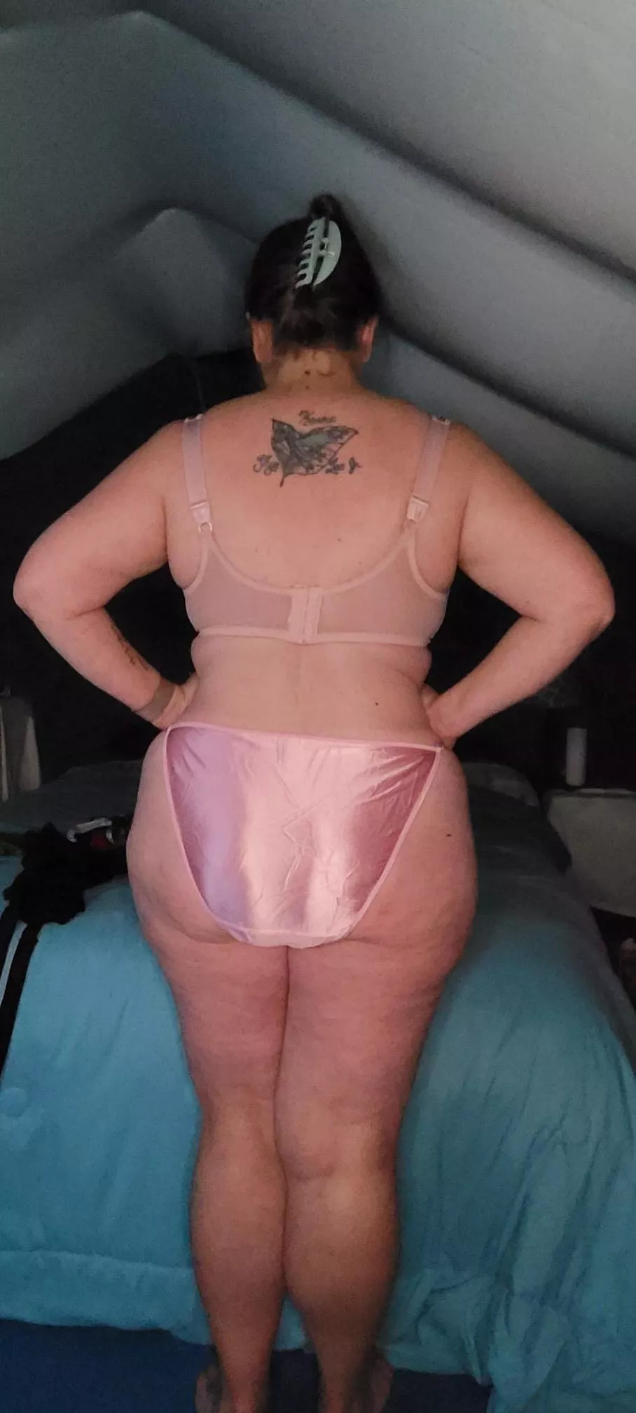 Silky...Smooth...Shiny...Fullback Light Pink Satin String Bikini/Panties