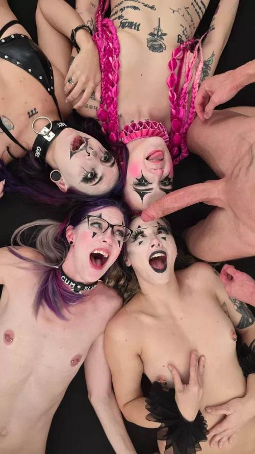 Clown sluts get very excited for big dicks 