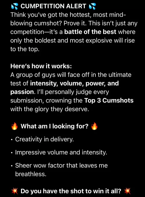 For everyone that loves competing, you may sign up for the CUMpetition!!! Places are limited.