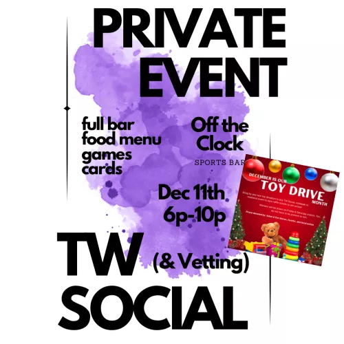 LAST SOCIAL OF 2024!! Come out and meet and mingle with like minded people. We have 3 parties left this year! Don't miss out! 