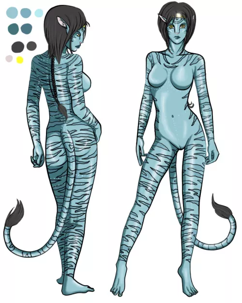 Na'vi girl shows her front and back