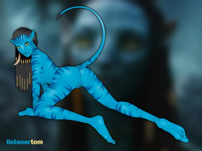 Na'vi shows her pussy by raising her long tail (by ListenerTom)