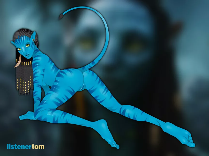 Na'vi shows her pussy by raising her long tail (by ListenerTom)
