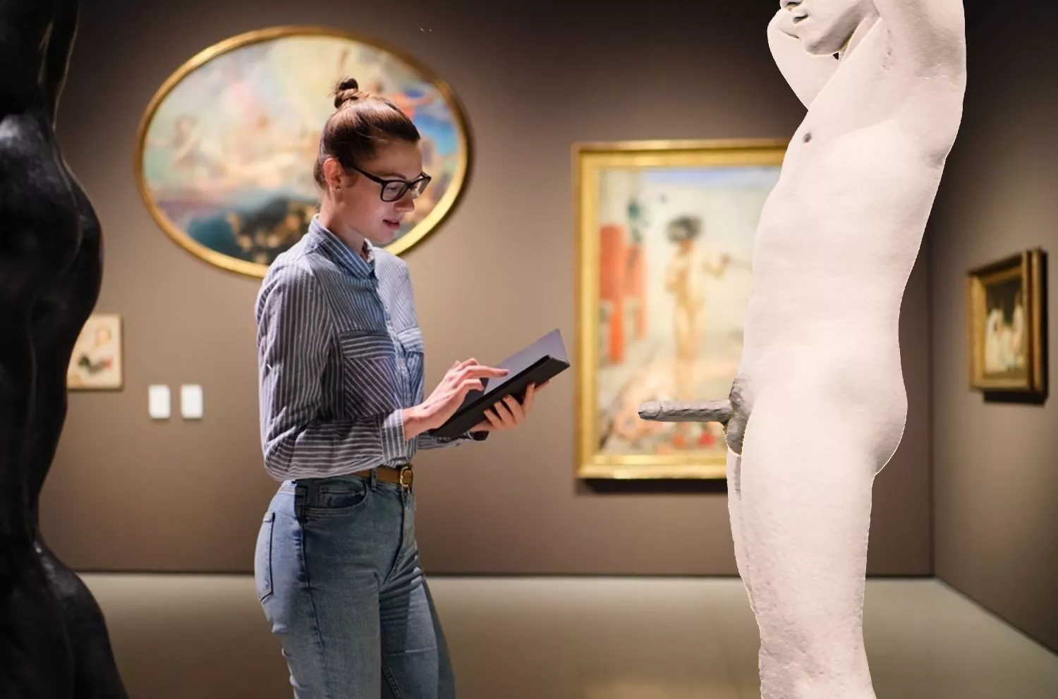 Nude erect statue in the museum