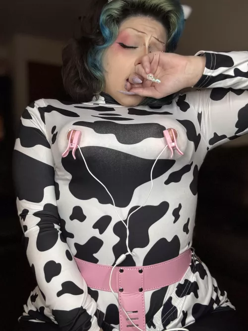 swollen udders and vibrating nipple clamps 😵‍💫🩷