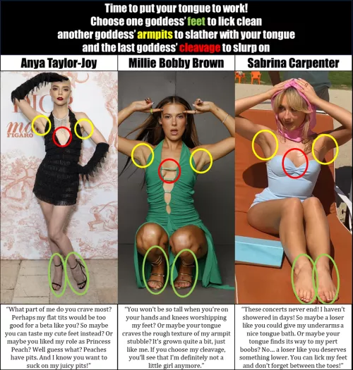 Which Part to Worship? Anya Taylor-Joy, Millie Bobby Brown, Sabrina Carpenter