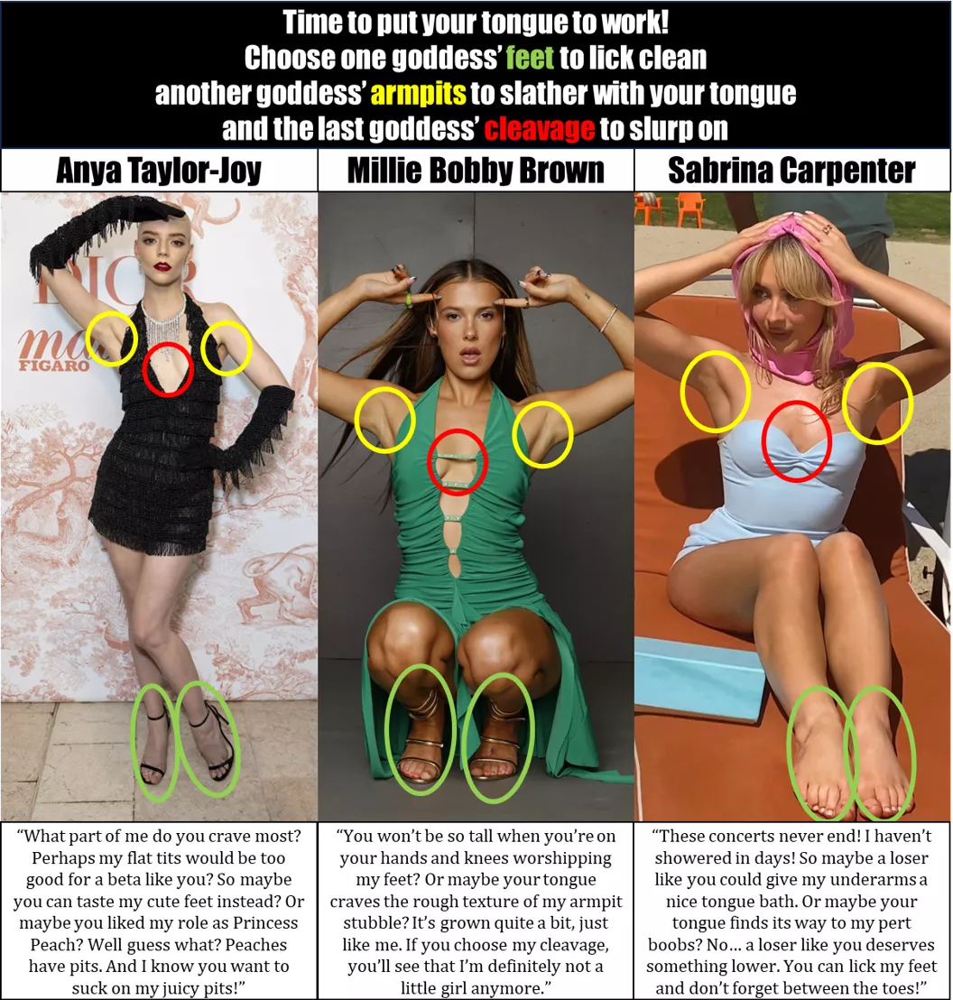 Which Part to Worship? Anya Taylor-Joy, Millie Bobby Brown, Sabrina Carpenter