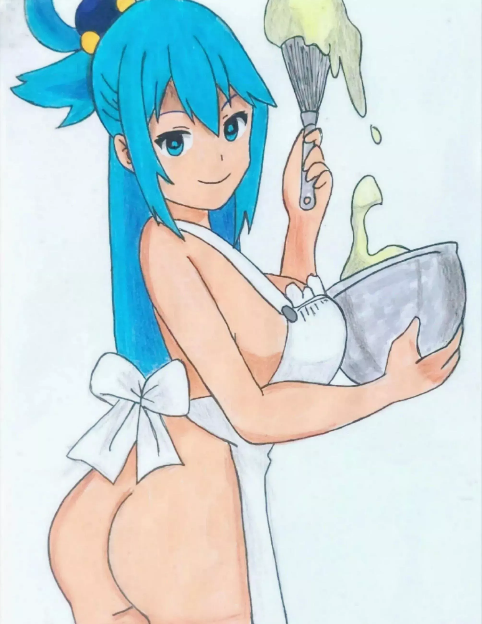 Aqua bakes a cake