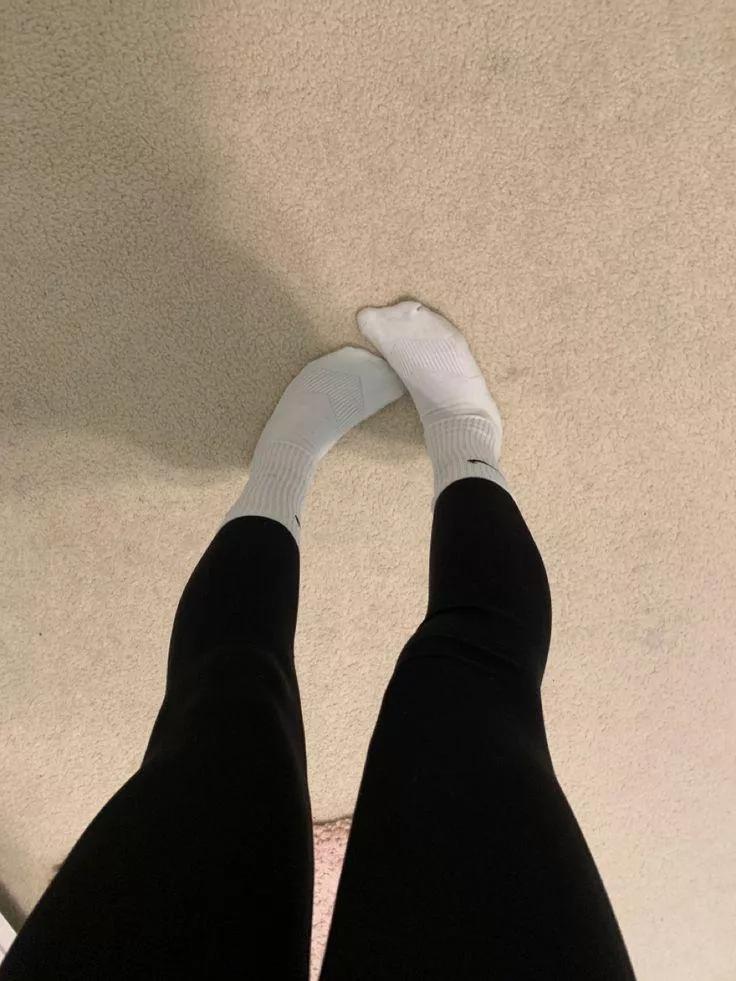 Feeling Extra Cute in My Black Gym Tights and Crew Socks 😳