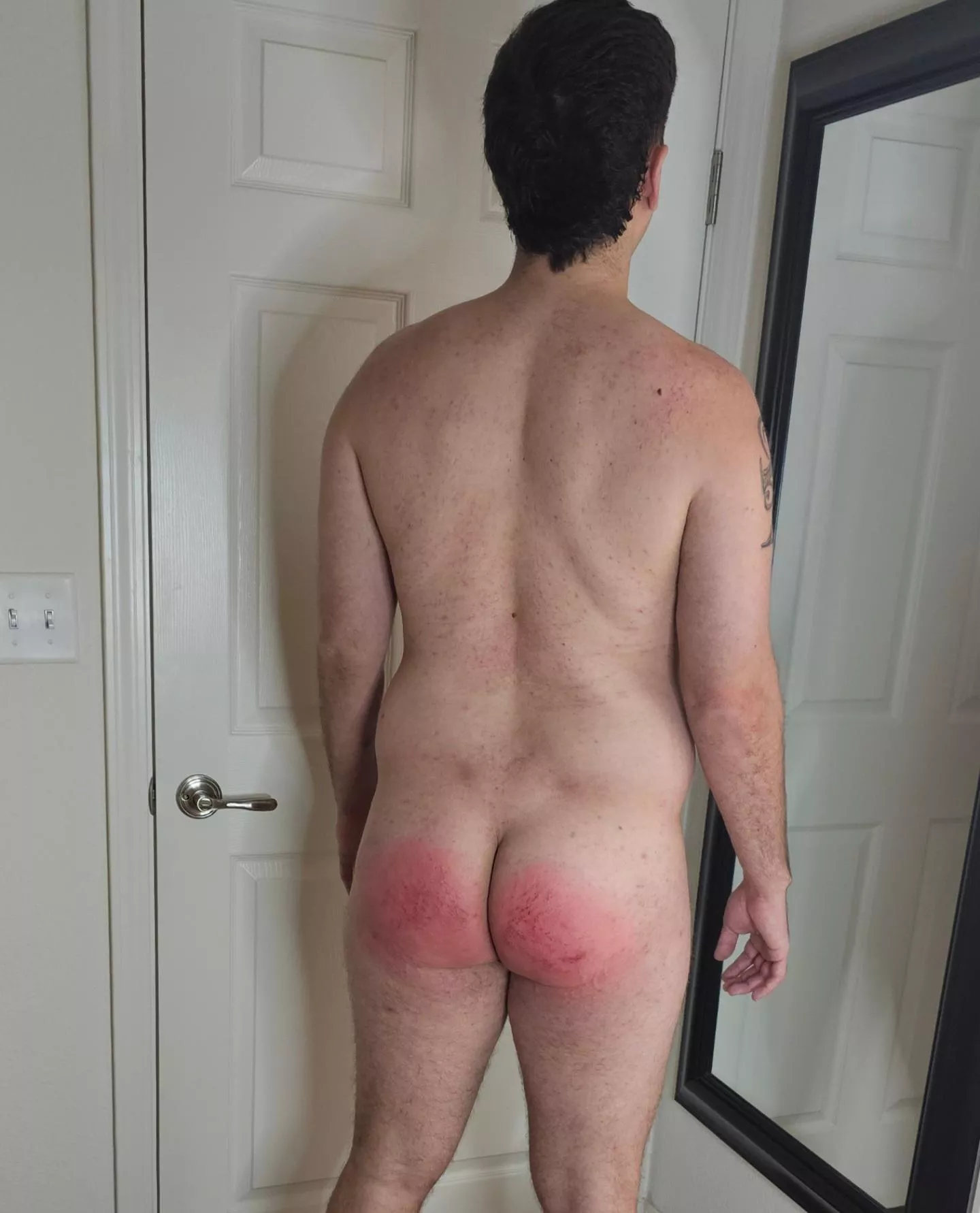 Gave him the bathbrush till he was bawling like a boy again