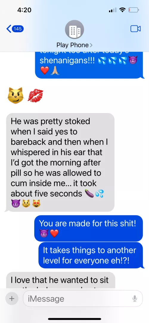 Getting the run down from my wife about how her night went while I was out of town on business