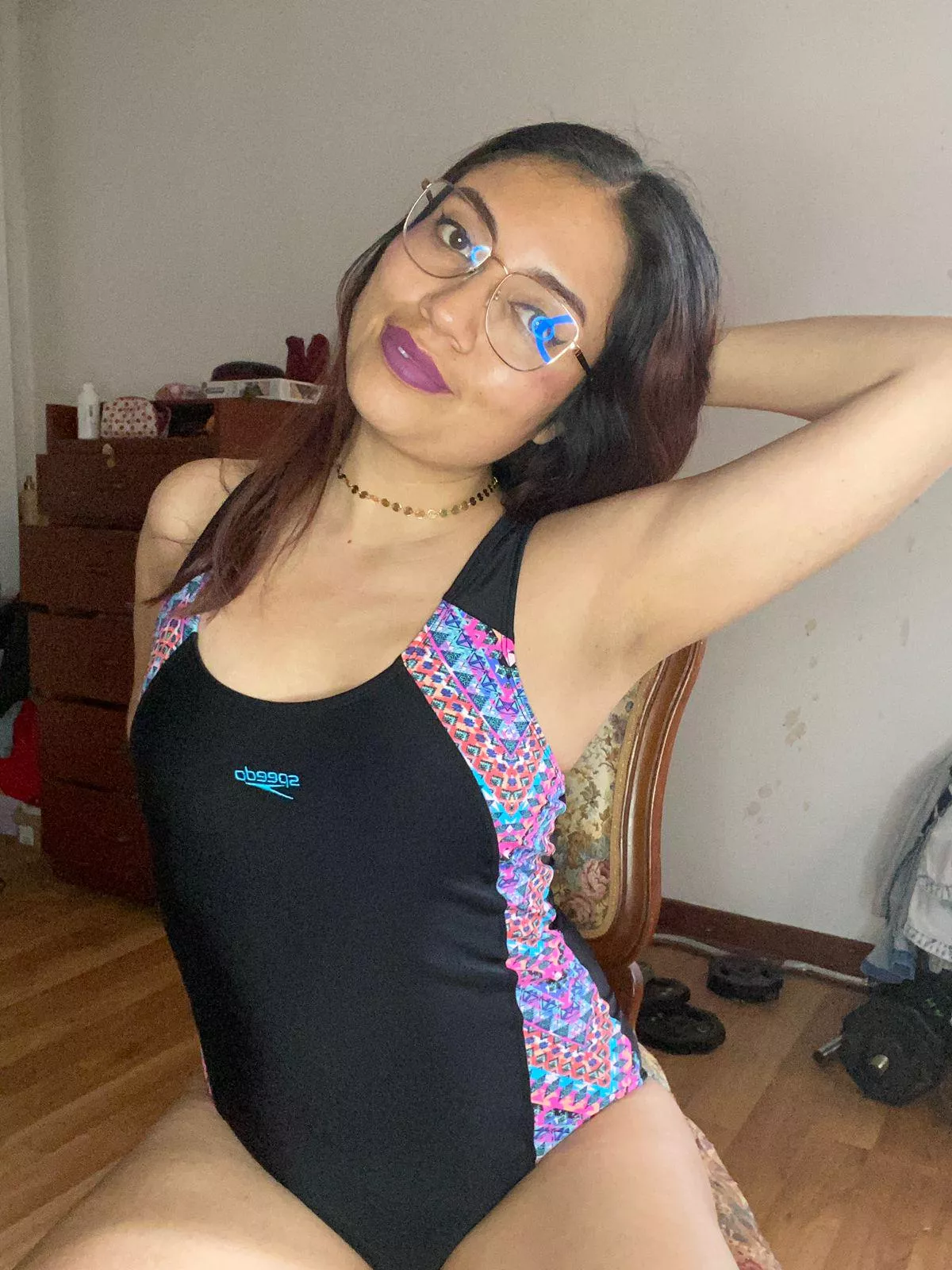 Matching lips with swimsuit