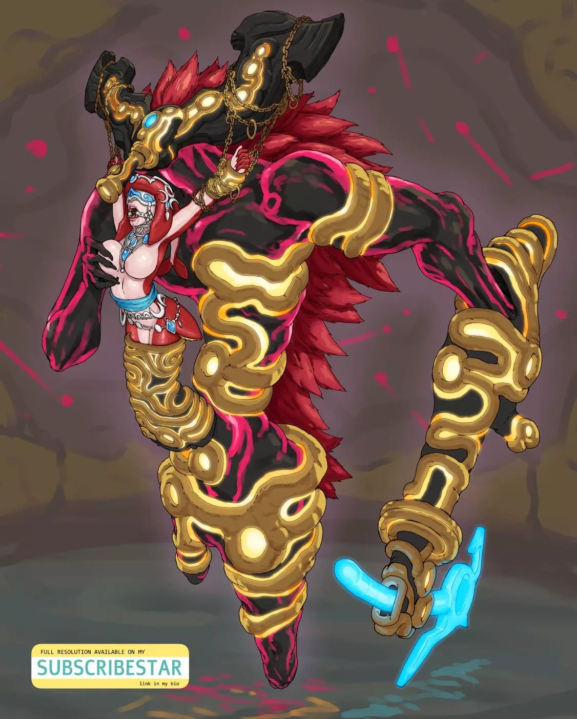 Mipha and Waterblight (@marbus1000) [Legend of Zelda]