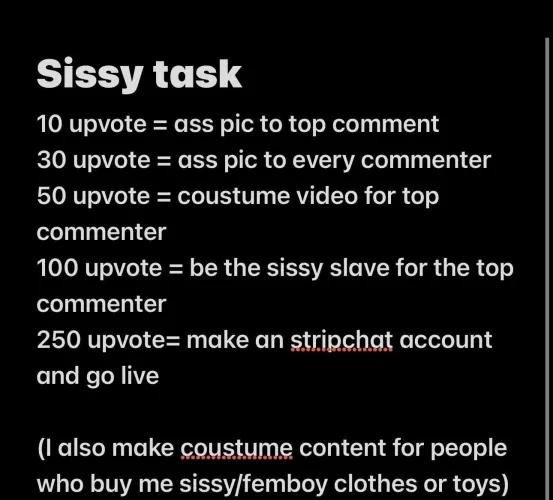 18 year old sissy doing task upvote