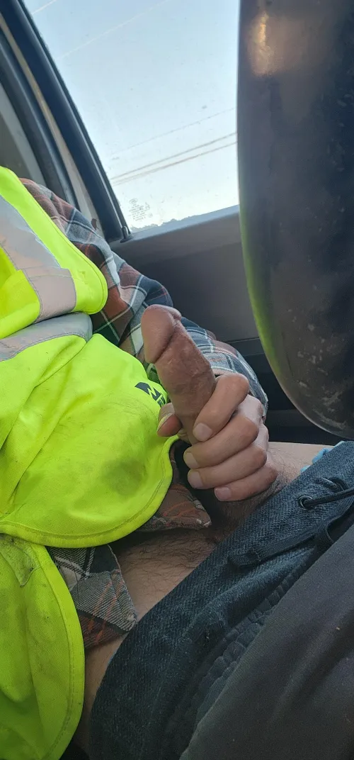 Cock out in the work truck.