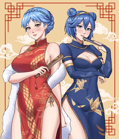 Chinese dress Marianne and Lucina (Joint Commission drawn by @matsuo95)