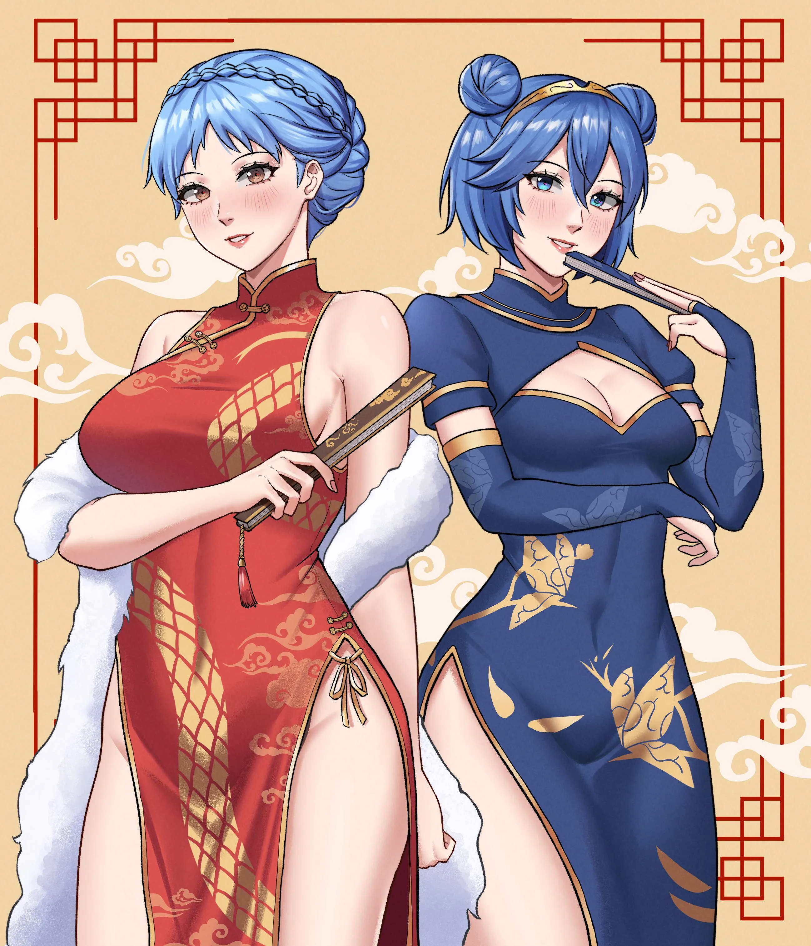 Chinese dress Marianne and Lucina (Joint Commission drawn by @matsuo95)