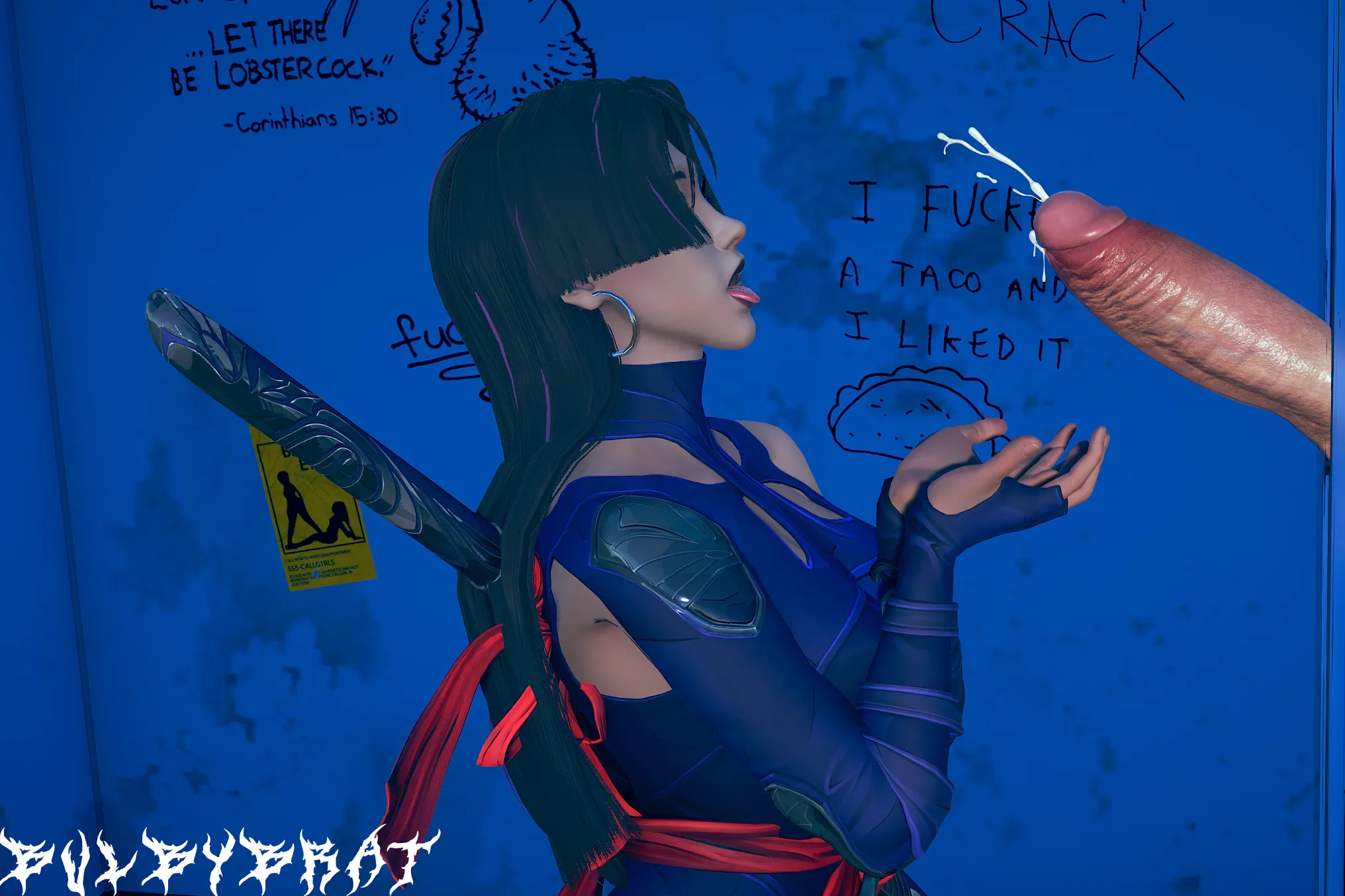 Psylocke at the glory hole Rule 34