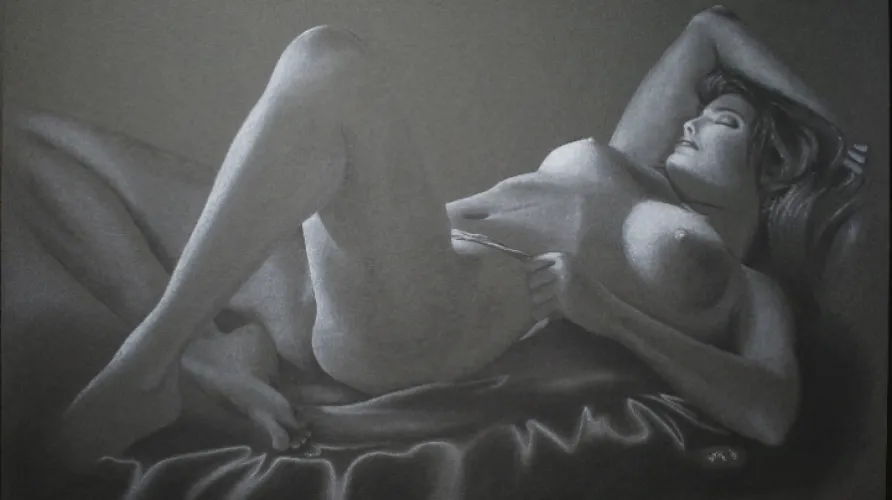 Untitled one from the 90s. Charcoal on board. By me.