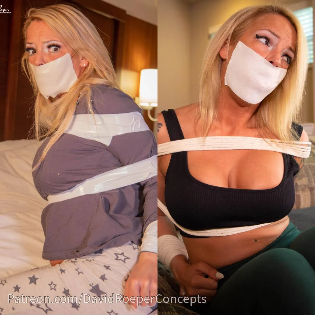 Bella always looks amazing with a big white tape gag plastered over her mouth!
