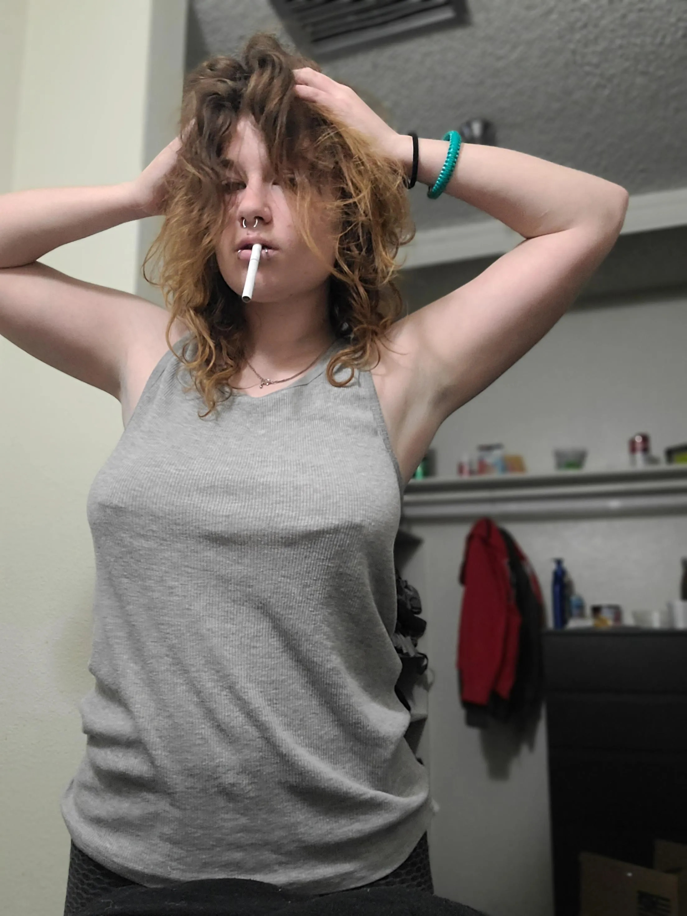 Do I look sexy with no bra and my cigarette
