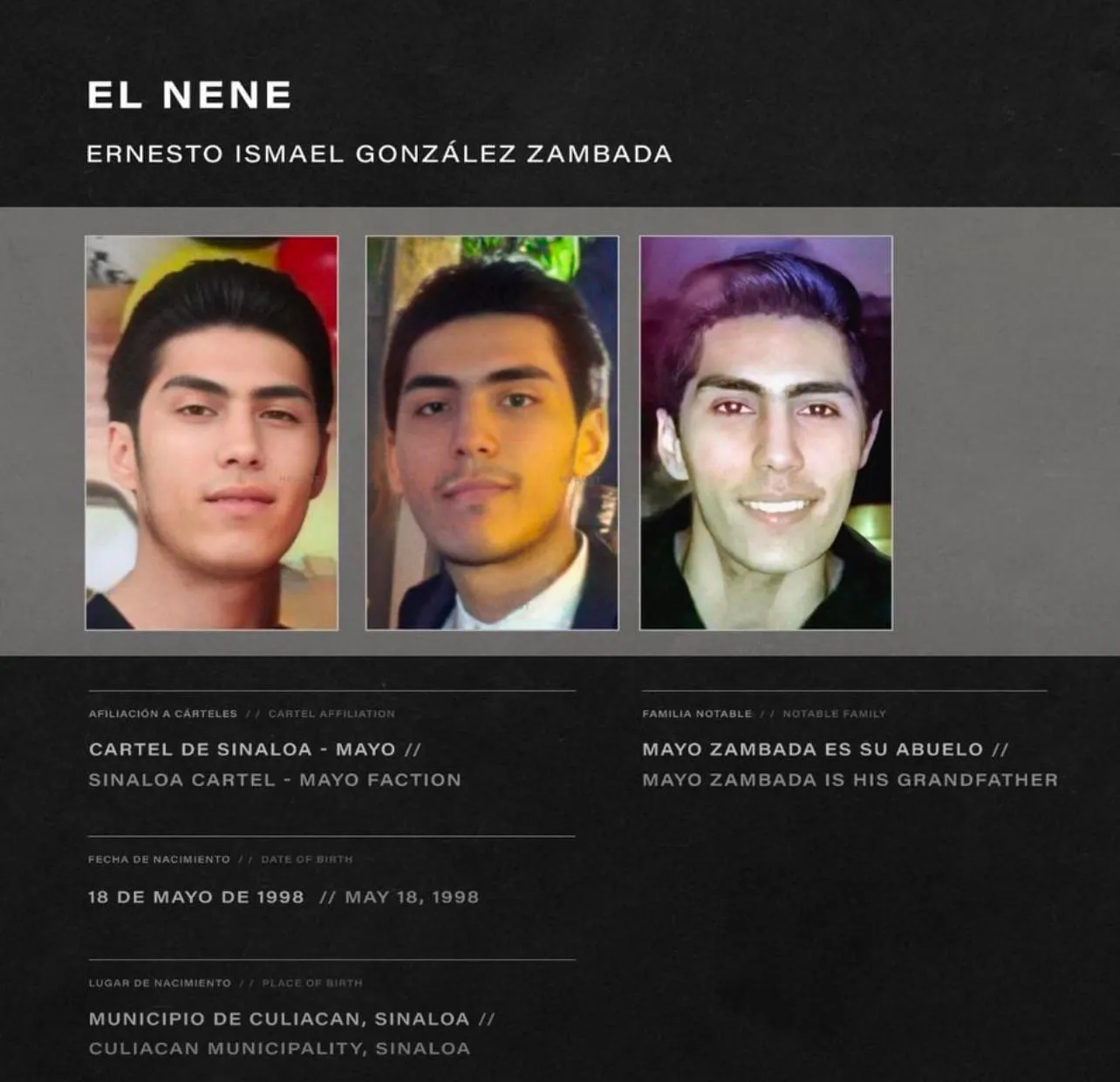 Ernesto Ismael González Zambada (Ex-Partner of Maria Fernanda Guzman father of her child / grandson of El Mayo Zambada)