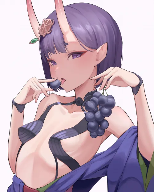 Shuten Douji Eating Grape