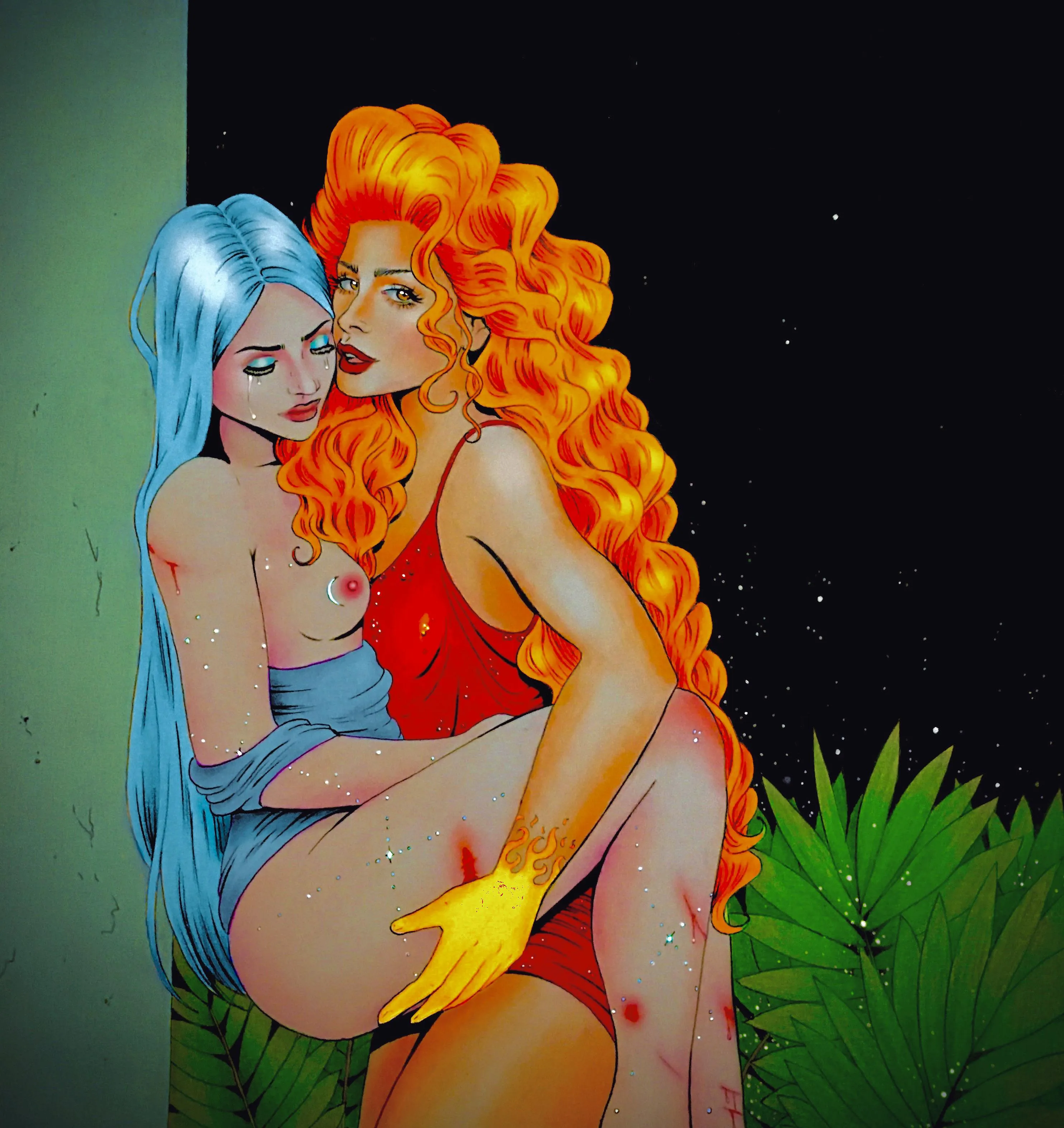 The moon and the sun [OC]