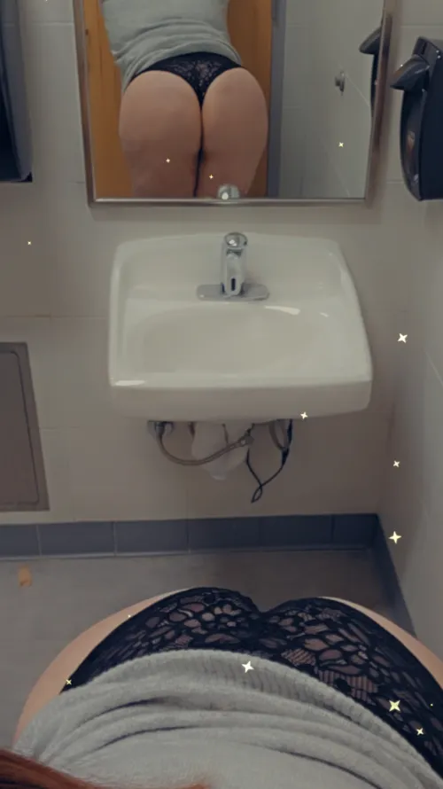 My ass eats my black cheeky panties at work.