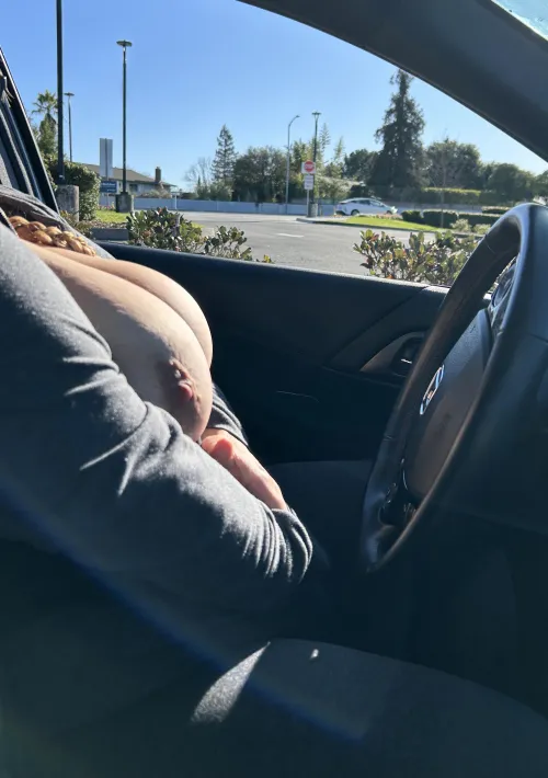 Playing in the parking lot! Tits out rubbing pussy! Front row parking hoping to get noticed! Happy Slutty Sunday