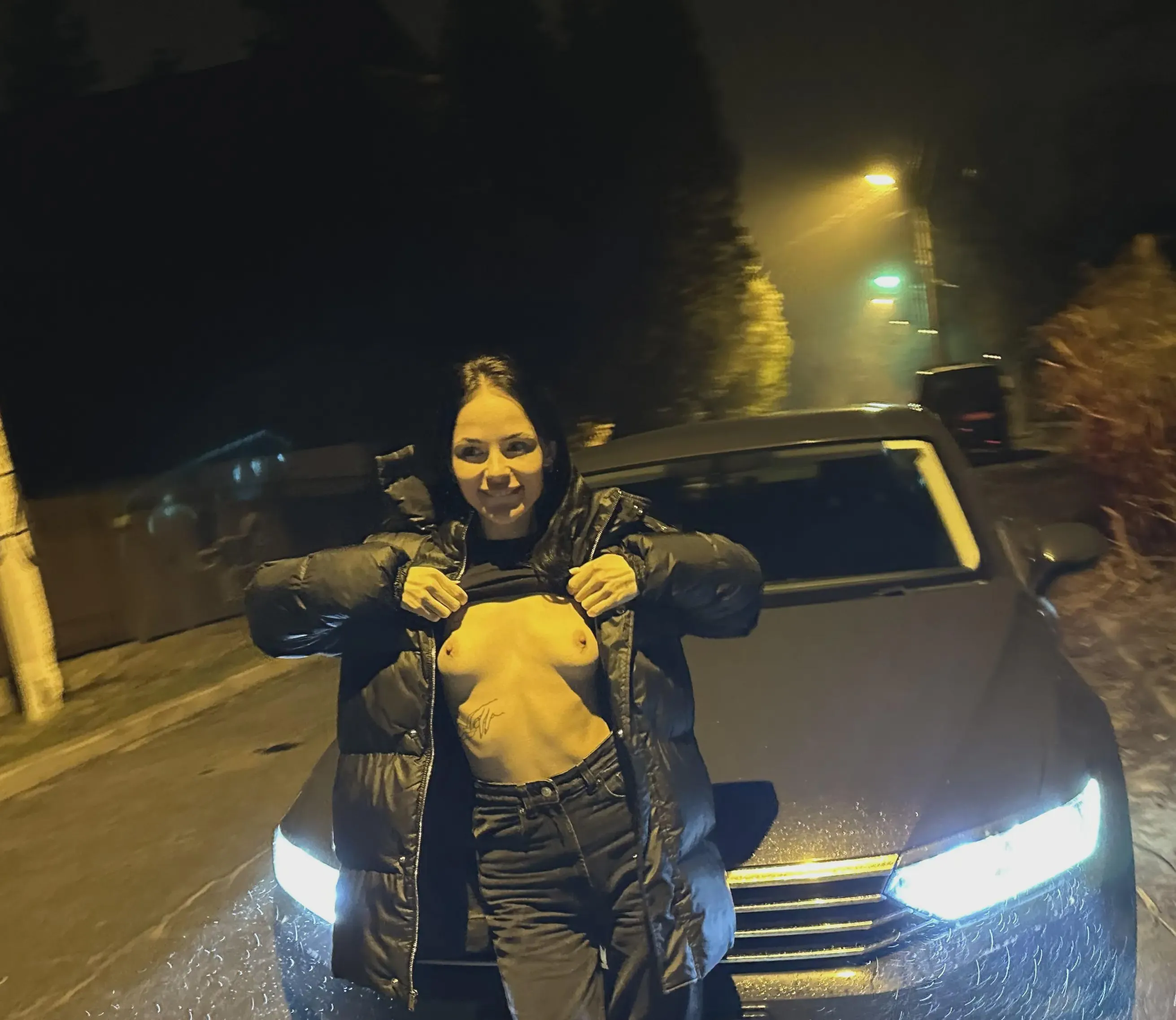 showing off my amazing tits to passersby