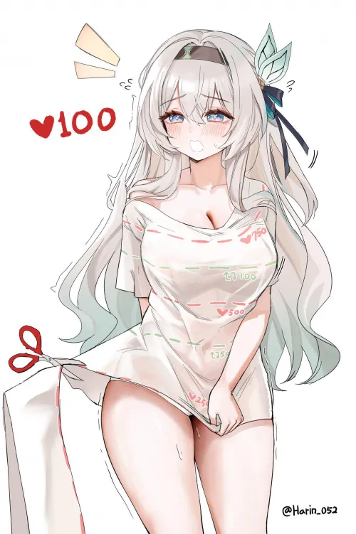 Slowly cutting Firefly's clothes [Honkai: Star Rail]