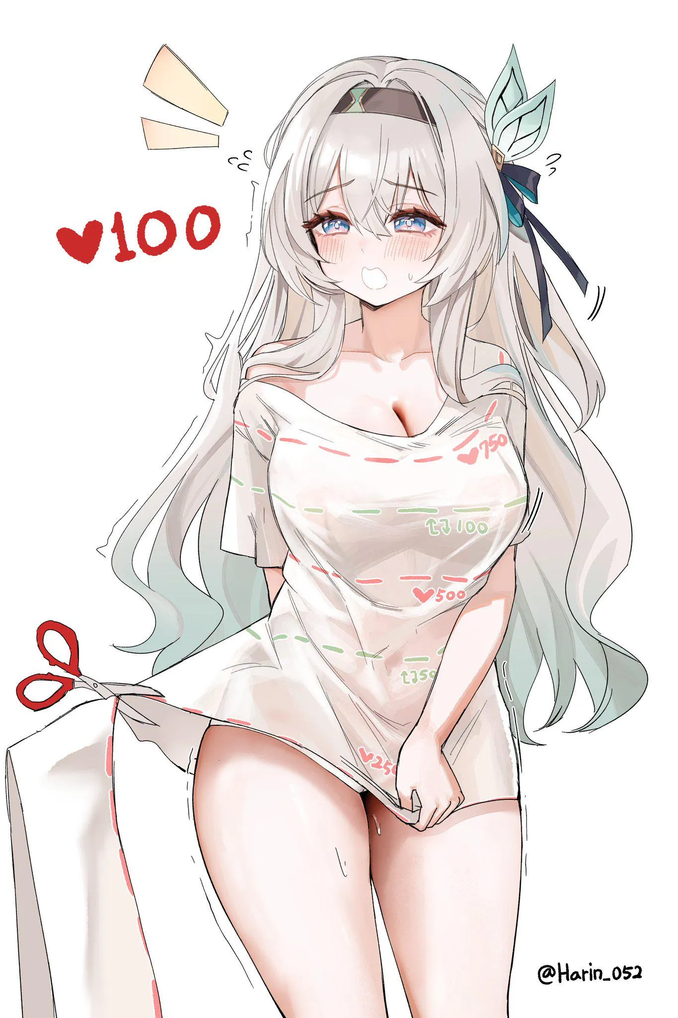 Slowly cutting Firefly's clothes [Honkai: Star Rail]