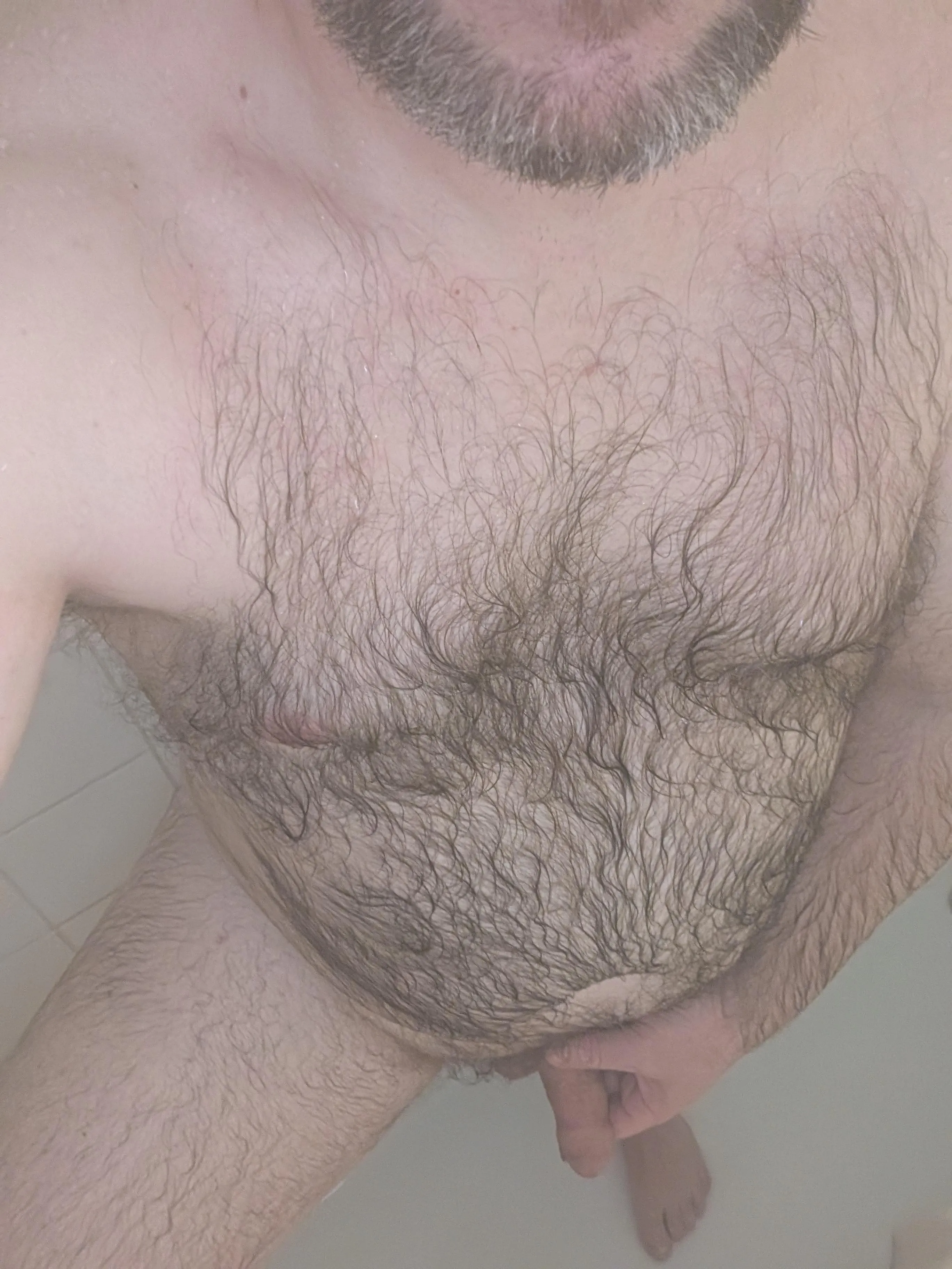 Steamy hot shower for Daddy