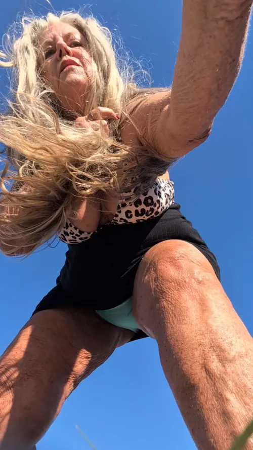 Grandma fixing our sunscreen