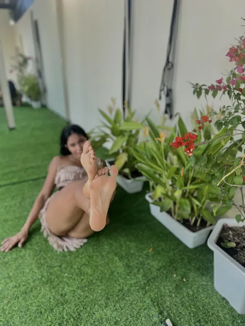 Pocahontas is chilling outside