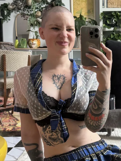 Rub my soft bald head